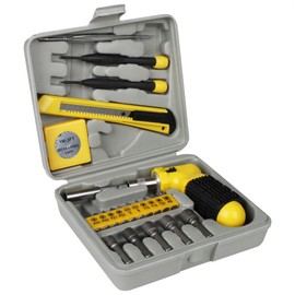 com-four® 24-Piece Tool Set for DIY Enthusiasts - Small Tool Box for On the Go - Tool Box for DIY and Hobby Hobbies (24 Pieces - Tool Set)