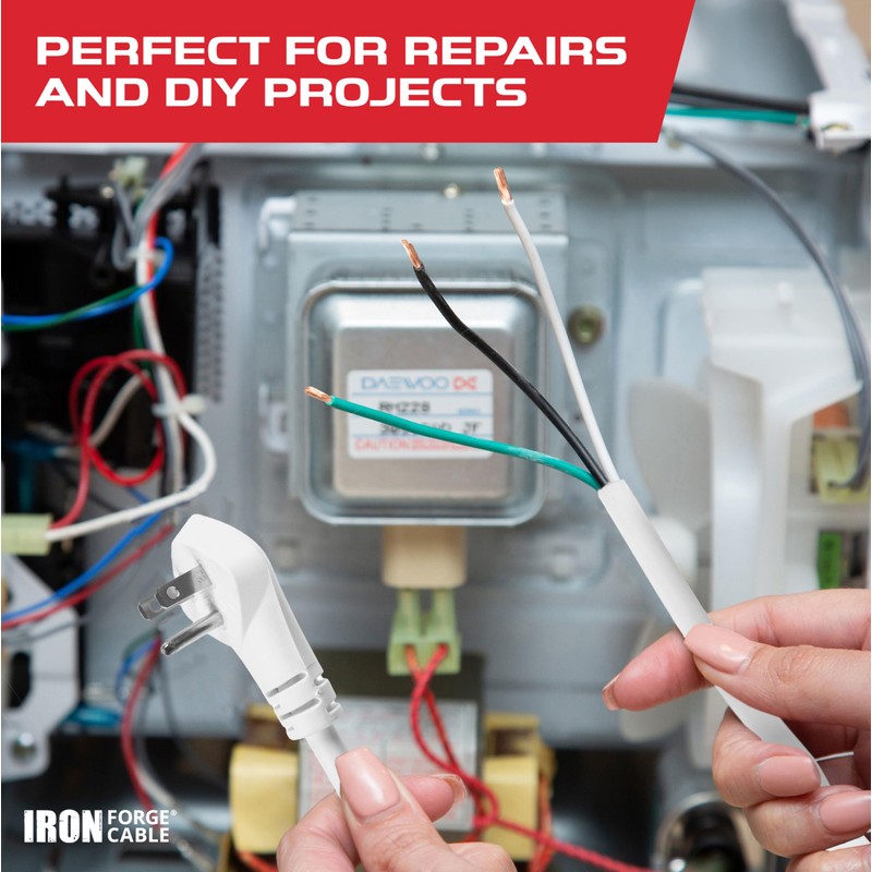 Iron Forge Cable 15 Amp White Replacement Coiled Extension Cord