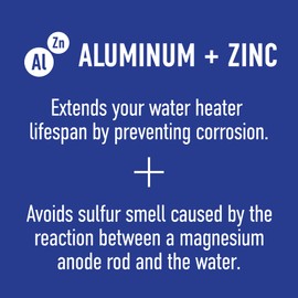 Water Connection, Aluminum Zinc Anode Rod for Hot Water Heater, Flexible Aluminum Anode Rod, Get Rid of Rotten Egg Smell in Hot Water, Hex Head ¾ NPT x 44" Segmented, Easy Installation in Small Areas