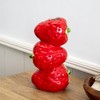 Triple Strawberry Stack Vase 11x20x9cm Ceramic Red Summer Fruit Flower