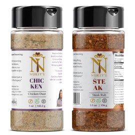 Nuksy’s Gourmet Chicken Dust 5oz and Steak Rub 5.5oz 2-PK Bundle, Large | All-Purpose | BBQ Rub & Grilling | Low Sodium, Gluten FREE, Vegan Friendly, NO MSG