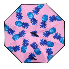 Wxjiahetai Inverted Umbrella, Windproof Reverse Umbrellas for Rain with Reversible Inside-Out Design Large Upside Down Umbrella for Women & Men with C-shaped Handle (Pineapple)