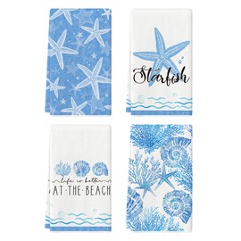 Artoid Mode Juego de 4 toallas de cocina de verano con temática de océano de estrella de mar, 18 x 26 pulgadas, decoración de temporada