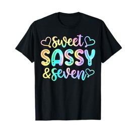 7th Birthday Girl Sweet Sassy And Seven 7 Years Old Girls T-Shirt