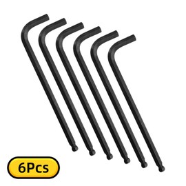 szkoo 3/16" Ball Head Allen Wrench - L Shaped Long Arm - Heavy Duty CRV Steel Repair Tool 6 Pieces, Black