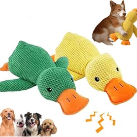 ZhongShuang 2 Stück Anti Stress Ente Für Hunde,Hundequetschspielzeug,Kauenein Stresslinderndes Entenspielzeug Für Welpen (Grün und gelb, S)