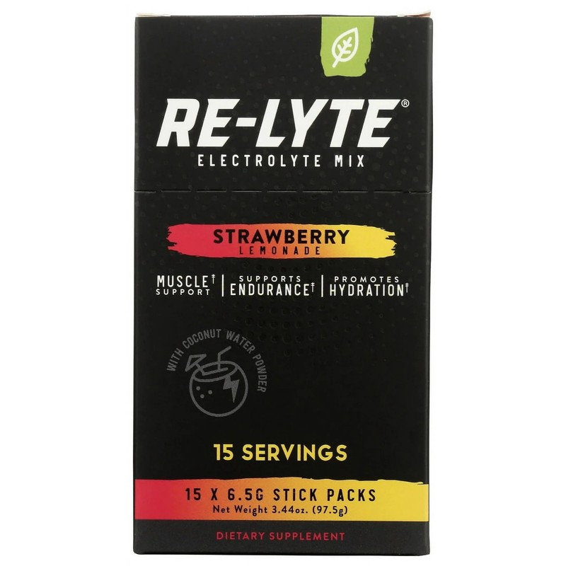RELYTE Re-Lyte Electrolyte Drink Mix Strawberry Lemonade 15 Servings Packets