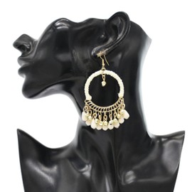 Stocking Stuffers Holiday Outfits for Women 2024 Boho Tassel Hoop Earrings Beaded Tassel Dangle Drop Earrings for Women Bohemian Vintage Fringe Hook Dangling Earrings Jewelry Gifts