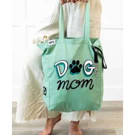 Lazy One Canvas Tote Bag, Novelty Tote Bag for Women and Men, Reusable Shopping Bags, Perfect for Shopping, Travel and Work (Dog Mom)