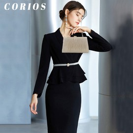 CORIOS Sequins Evening Bag Women's Clutch Bag Shiny Shoulder Bag Glitter Handbag with Chain Women Shoulder Bag for Wedding Prom Gift Evening Party, apricot, Shiny