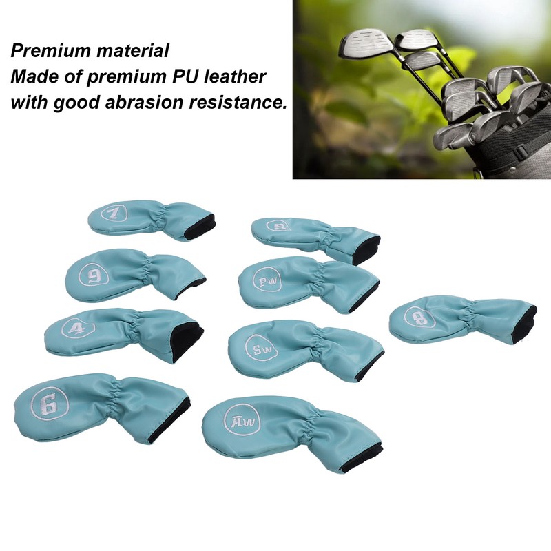 9pcs Golf Club Cover PU Leather Stylish Portable Golf Head