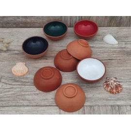 Ayennur Turkish Terracotta Pinch Charcuterie Ceramic Bowls Set of 8-3.15 Inch(8cm)-3.5 (oz),Dipping Sauce Dish Prep Condiments Small Tiny Bowls (Multi 6)
