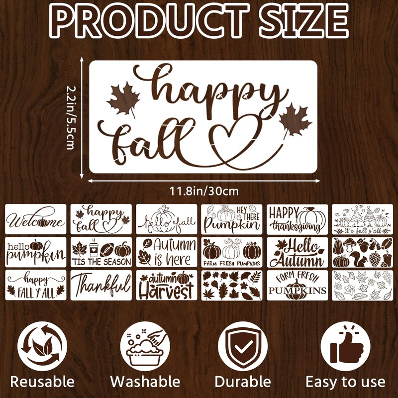 18 PCS Fall Stencils for Door Mats Crafts