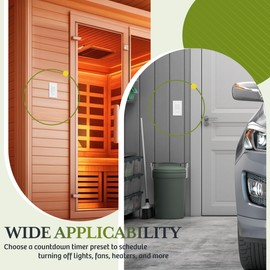 TG 4-Hour No Neutral Wire Countdown Timer Switch, 5-10-30-60 Min, 2-4 Hour, for Bathroom Fans, Heaters, Lights, LED Indicator, 120VAC 800W, UL Listed, 2 Pack