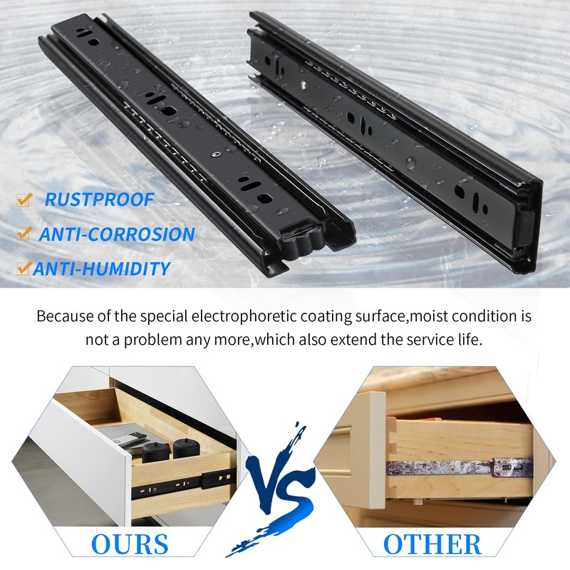 YENUO 1 Pair Full Extension Drawer Slides Side Mount 10