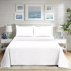 Black Horse Flat Sheet - Poly Cotton Easy Care Soft Brushed Microfibre Fabric - Wrinkle, Shrinkage and Fade Resistant | Hotel Quality Bedding Sheet - White