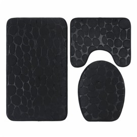 Tissting Alfombrilla De Baño De Espuma Viscoelástica, Extrasuave, De Adoquines, Antideslizante, Absorbente De Agua, Lavable A Máquina, Alfombrilla De Baño Lavable con Piedra, Alfombra Gruesa(Black)