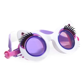 Bling 2O - anteojos de natación blancas para niñas con orejas de gato (mayores de 3 años) - Protección UV, sin látex, material 100% silicona, incluye una pieza antivaho y ajustable para la nariz