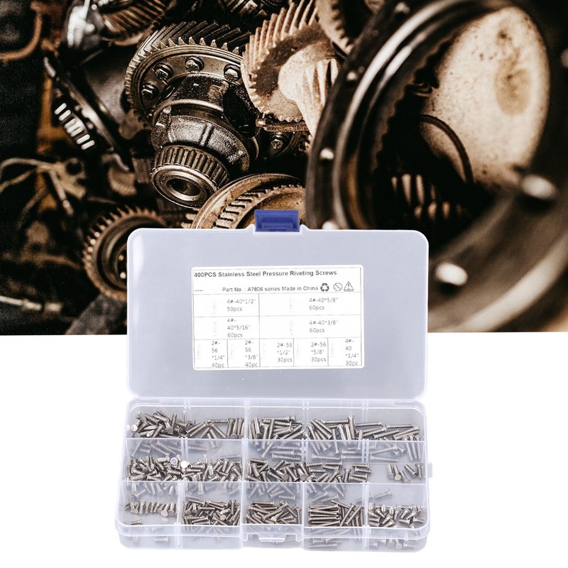 400Pcs Riveting Screw Kit Pull Electric Welding Stainless Steel Fastener