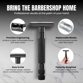 Gentleman Jon Gunmetal Safety Razor for Men, Double Edge Stainless Steel Razor, Precision Shaving with Heavy-Duty Construction, Designed for a Close Smooth Shave, Prevents Irritation, Gunmetal Finish