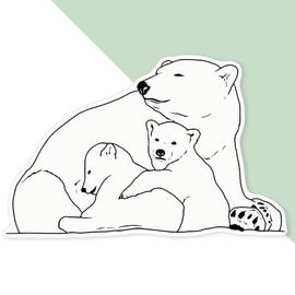 Extra Large 460mm 'Polar Bear Mother & Cubs' Permanent Sticker Decal for Cars/Windows/Bins/Walls (DW00113215)