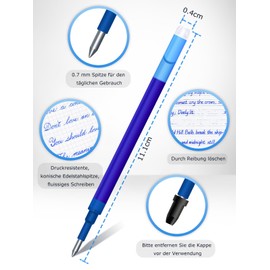 14 x Erasable Refills, DealKits 0.7 mm, Blue Gel Pen Refill, Compatible with Pilot FriXion Ball & Clicker & Eberhard Faber, Replacement Refill for Gel Pen, Erasable, Practical for School and Everyday