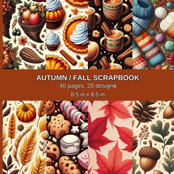 Autumn Fall Thanksgiving DIY Double Sided 20 designs, 40 pages