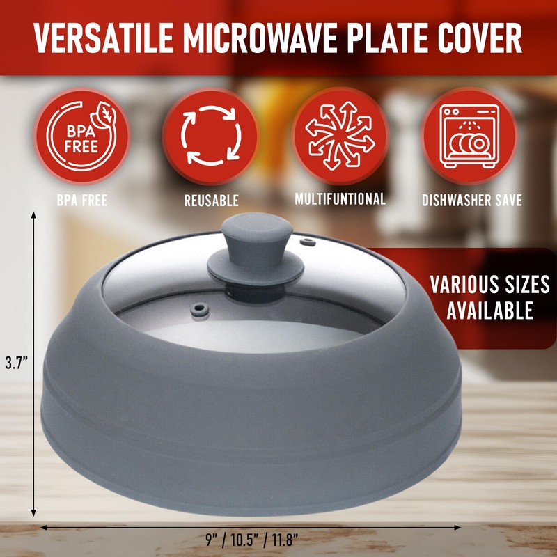 Javson Microwave Splatter Cover Glass for Food - Large 10.8"
