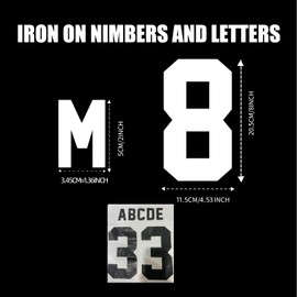8 Inch 0-9 Iron On Numbers Transfers and 2 Inch A-Z Iron On Letters Patches Kit for Team Basketball Uniform Name Athletic T-Shirt DIY Accessories