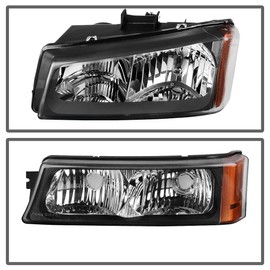 APSVE Headlight Assembly For 2003 2004 2005 2006 Chevy Silverado Avalanche 1500 2500 3500, For 2007 Chevy Silverado Classic Black Housing Amber Reflector Clear Lens Driver and Passenger Side Headlamp