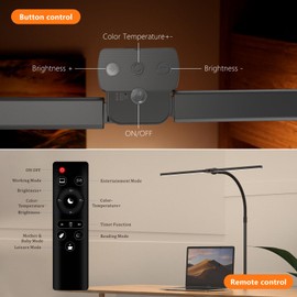 ULTEM Desk Lamp Home Office, Led Desk Lamp with Clamp, 15W Dual Screen Computer Monitor Lamp with Stepless Color Temp and Dimming,Small Adjustable Gooseneck Desk Light for Architect Work Craft (black)