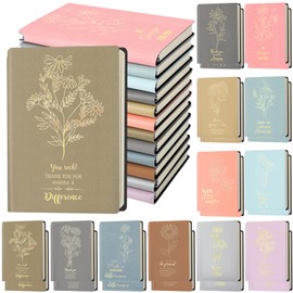 Fullhawl 24 Pcs Employee Appreciation Gift Bulk Inspirational Journals Mini Notebooks small Leather Notebook A6 Pocket Notepad for Teacher Staff Coworker Christmas Thank You Gift (Light Color)