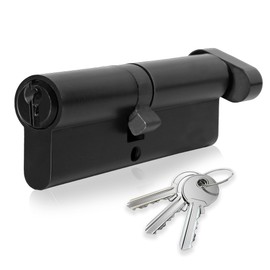 XFORT Matt Black Thumb Turn Euro Cylinder Lock 40/40T (80mm), Door Barrel Lock with 3 Keys, Anti-Bump, Anti-Drill and Anti-Pick Door Lock with Key