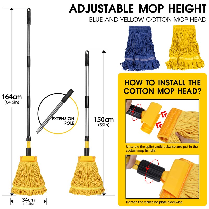 MASTERTOP Large Microfiber Mop and Looped-End String Wet Mop
