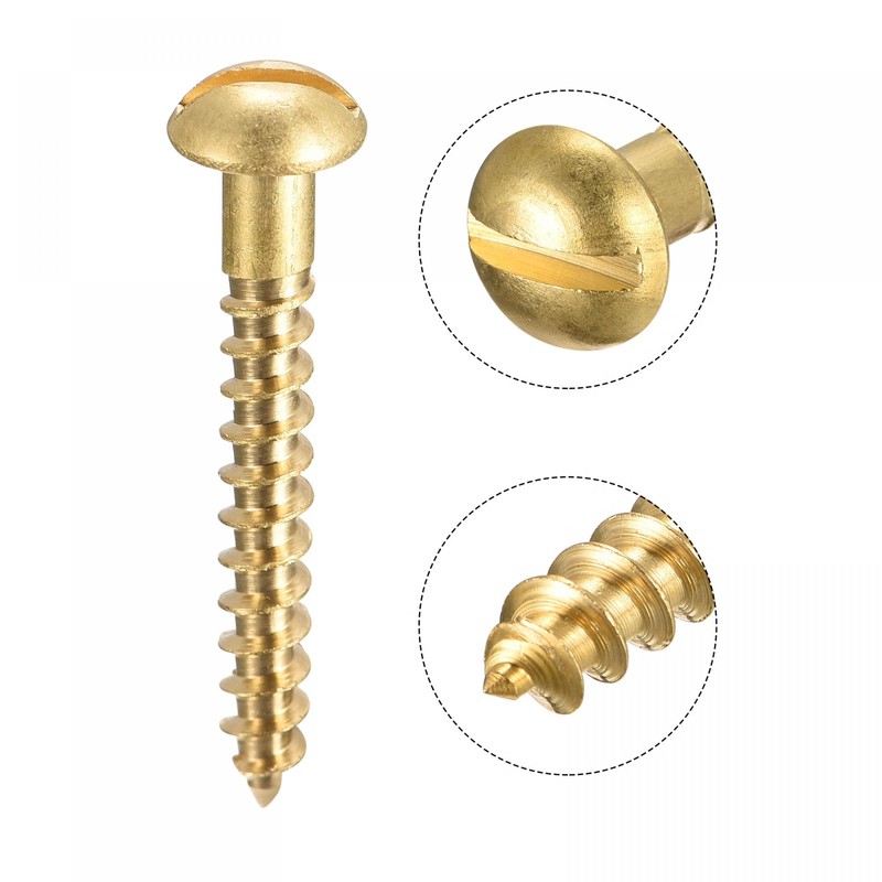 sourcing map Wood Screws M4 x 30mm Slotted Round Head