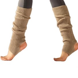 AWOCAN Leg warmers Stirrup Leg Warmers Women Legwarmers Ballet Neon Knit Leg Warmer for 80s Party Dance Sports Yoga (camel)