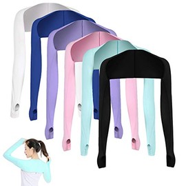 AOUTACC 6 PCS Cooling Shawl Arm Sleeves Sun Protection with Finger Hole Anti-UV
