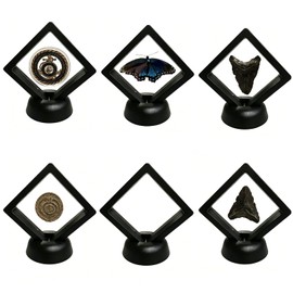 6Pcs 3D Floating Display Case Black 2.75x2.75x0.8 Inch