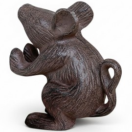 Comfify Cast Iron Mouse Door Stop – One Vintage Rustic Wedge for Bedroom, Bath, or Entry – Rustic Brown Finish