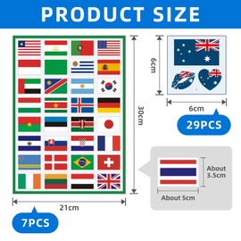 7 Pieces Flag Face Stickers, 29 Pieces Flag Tattoo Stickers, Scrapbook Stickers, World Flag Stickers, Travel Country Stickers