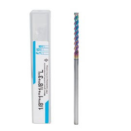 JIANXING 1/8" Extra Long Carbide Square End Mill for Aluminum, Copper Alloy, Plastic, 3" Overall Length End Mill Bits, 3 Flute HRC 55 Deg DLC Coating, CNC Router Bits (1 Pieces)