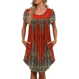 Bestshow House Dresses for Women With Pockets Mumu Moo Moomoo Nightgown Nightshirt