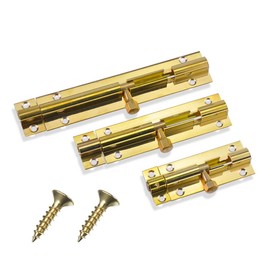 2pcs Door Bolt Brass Barrel Slide Lock with Screws for Bathroom Toilet Door, 3inch