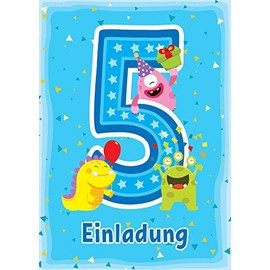 10 Invitation Cards 5th Kids Birthday Boys Girls Funny Monster Fifth Birthday Invitations Invitations Birthday Party Card Set