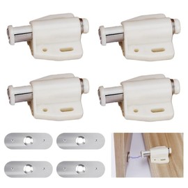4 Pack Push to Open Door Catches, Single Magnetic Push to Open Touch Release Catches, Heavy Duty Magnetic Pressure Touch Latches for Cabinet Cupboard Wardrobe Room Kitchen Bathroom Doors (Beige)