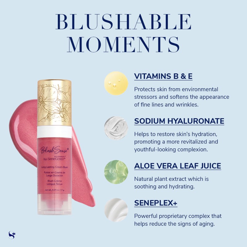 SeneGence BlushSense Cream Blush, Pouty Pink, 0.25 Oz, Blendable Hydrating