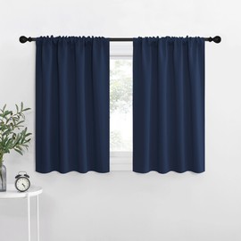 NICETOWN RV Blackout Curtains for Camper Windows, Kitchen Curtains, Short Blackout Drapes, Thermal Insulated Rod Pocket Window Treatment Draperies for Nursery (Navy, 42" x 36", Set of 2)