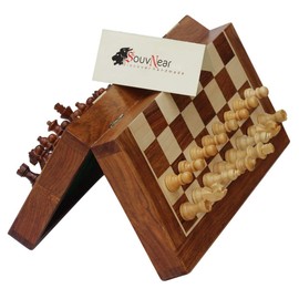 Magnetic Chess Set - 10" Folding Board - Premium Wood Staunton Chess with Built in Storage
