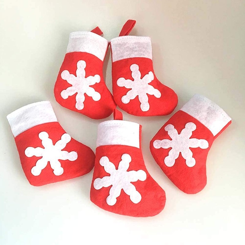 WedDecor Pack of 12 Christmas Table Decorations Snowflake Design Stockings
