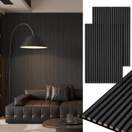 Art3d 2-Pack 48" x 24" Acoustic Wood Panels for Wall, Soundproof Wood Slat Panel for Wall and Ceiling, 3D Fluted Sound Absorbing Paneling for Interior Wall Decor, Living Room, Bedroom - Blackwood